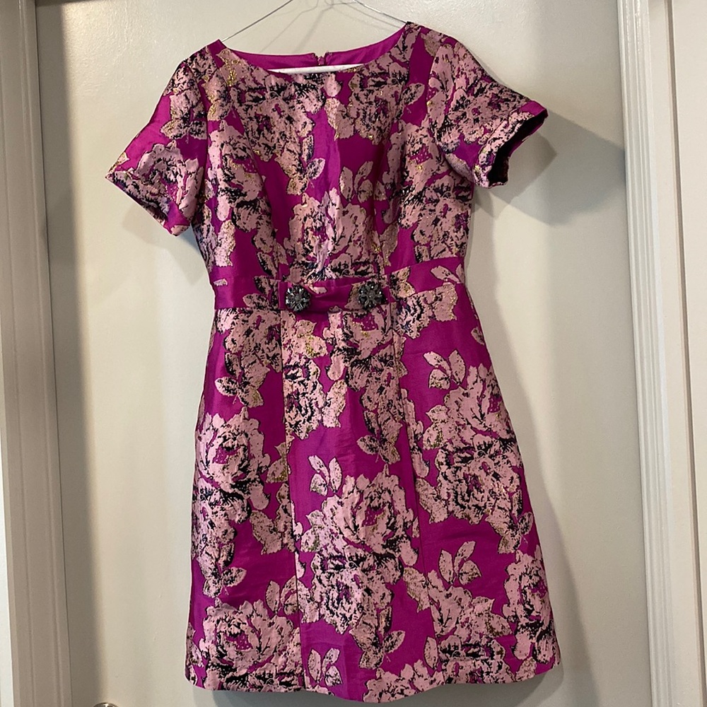 Adrianna Papell Pink Dress with waist brooch